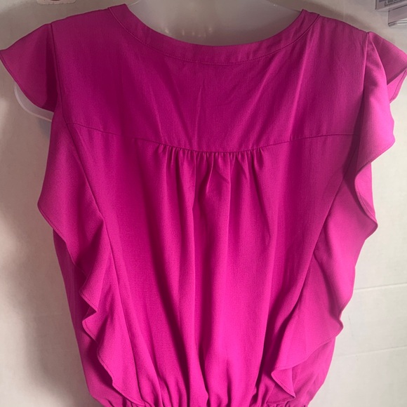 Pink Ruffle Button-Down romper - Picture 4 of 6